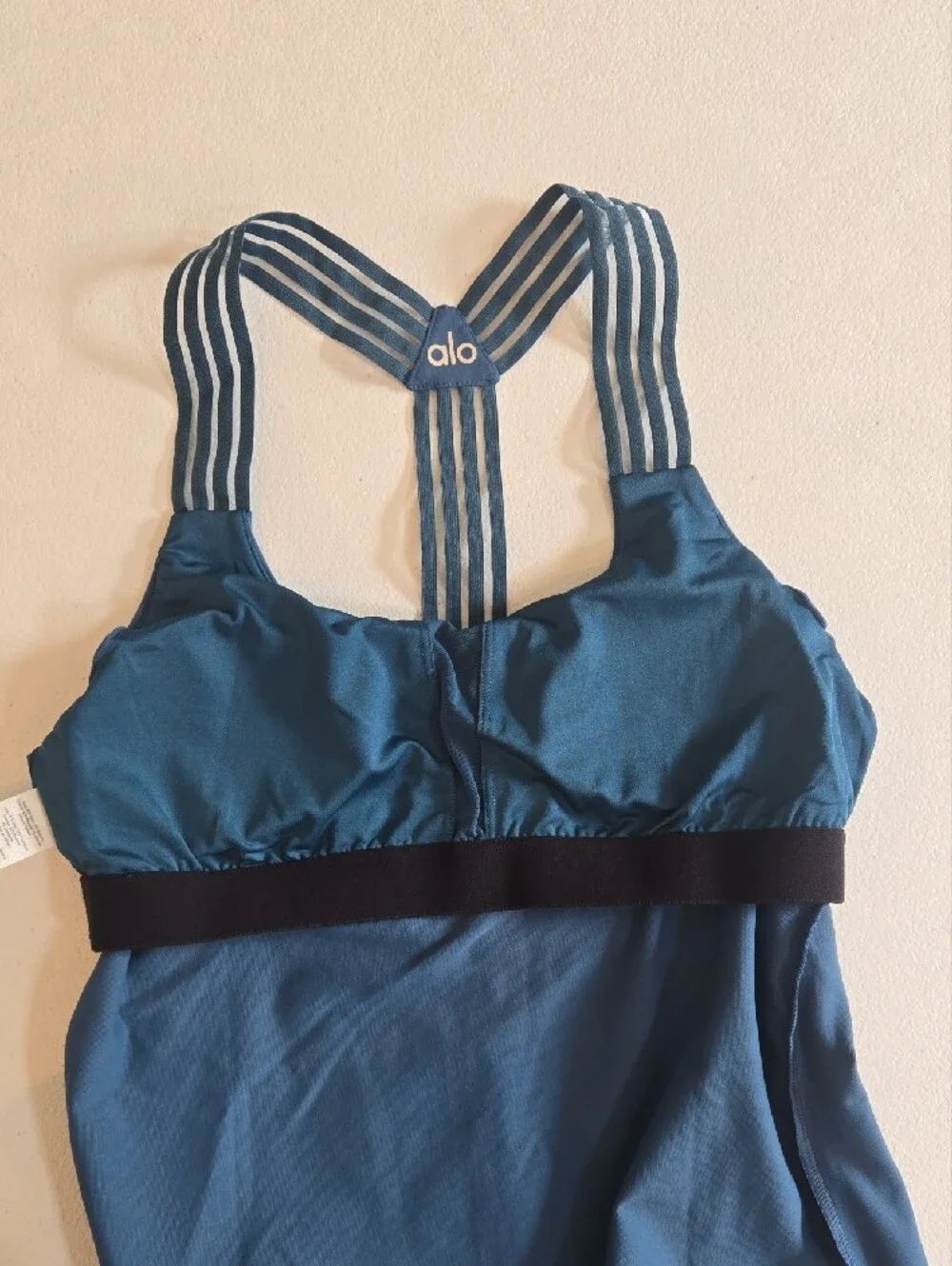 ALO Yoga Women's Tank Top in Teal Blue with Strappy Back